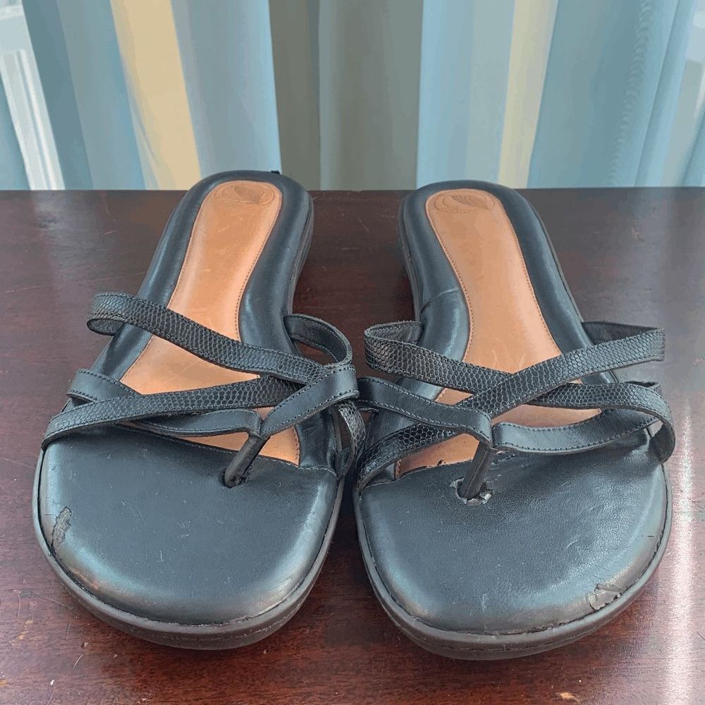 Nurture Womens Sandals Flats Strappy Slides Open Toe Black Size 11